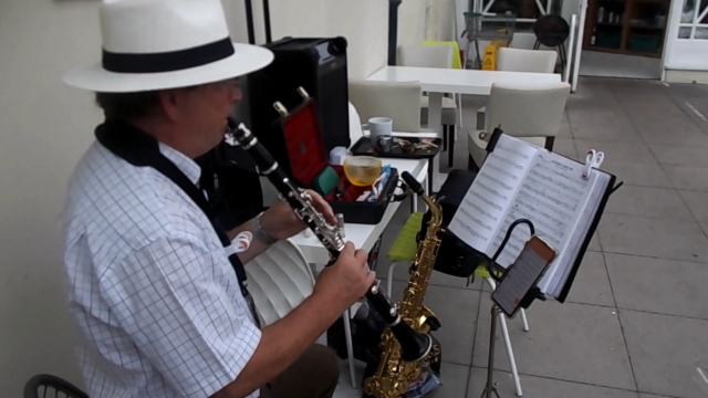 Playing music at a local restaurant